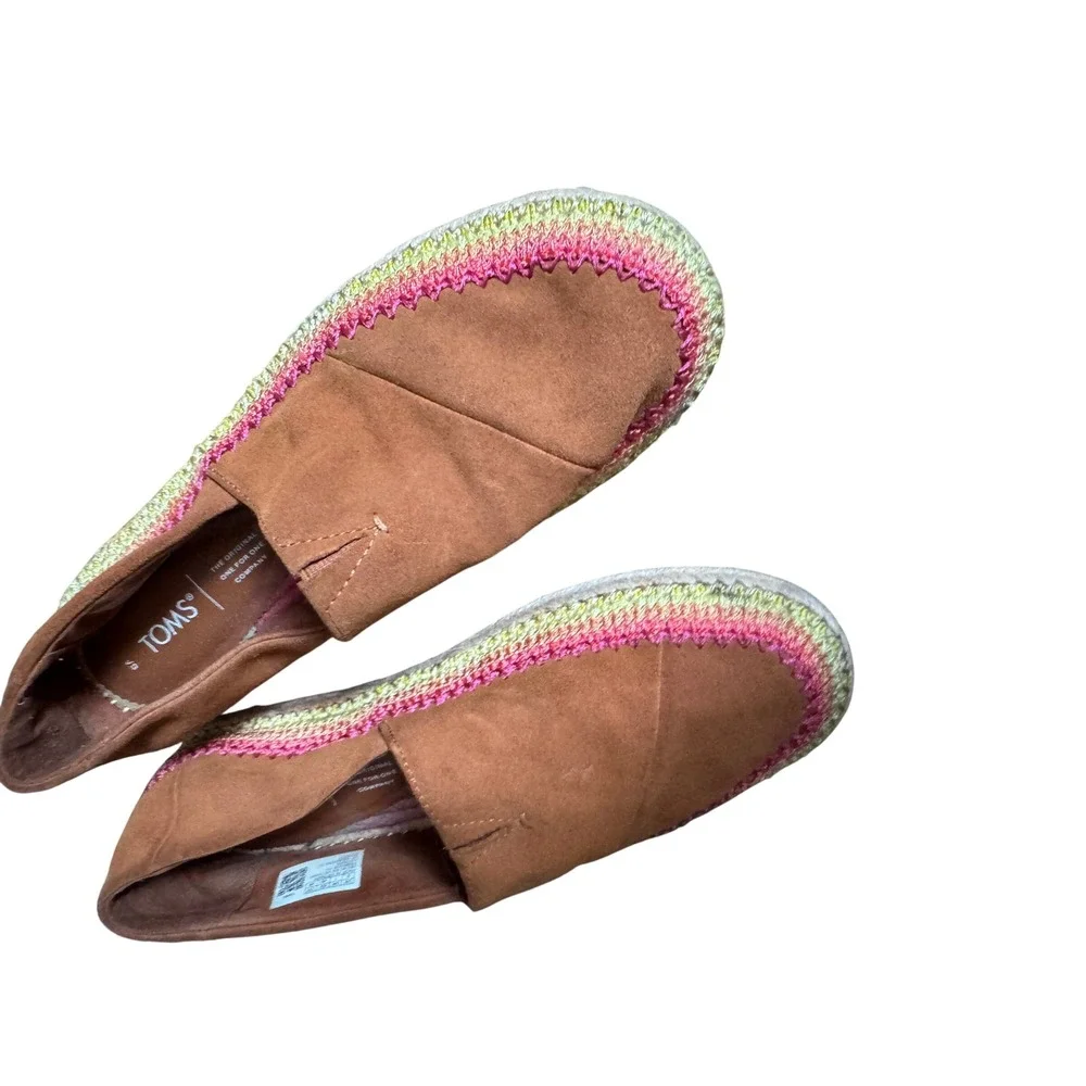 TOMS Alpargata Espadrille Suede Brown Shoes Size 9